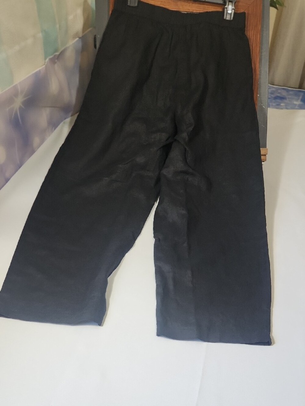Eileen Fisher Black Wide-Leg Linen Pants - Picture 11 of 12